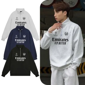 [CTRU-ARS] MẪU 2 – Áo Nỉ Cổ ZIP Logo CLB Arsenal, vải nỉ 2 da, dày dặn, ấm áp