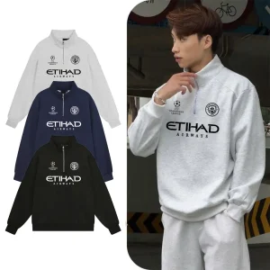 [CTRU-MC] MẪU 2 – Áo Nỉ Cổ Trụ Logo Mancity mới – Nỉ 2 da dày dặn, ấm áp