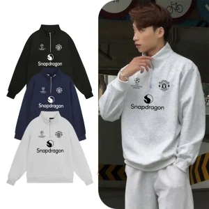 [CTRU-MU] Mẫu 2 Áo Nỉ Cổ Zip Logo CLB Manchester – Nỉ 2 da dày dặn, ấm áp